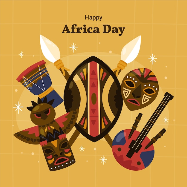 Vector gratuito dibujado a mano ilustración del día de áfrica