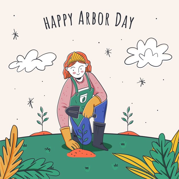 Dibujado a mano ilustración del día del árbol