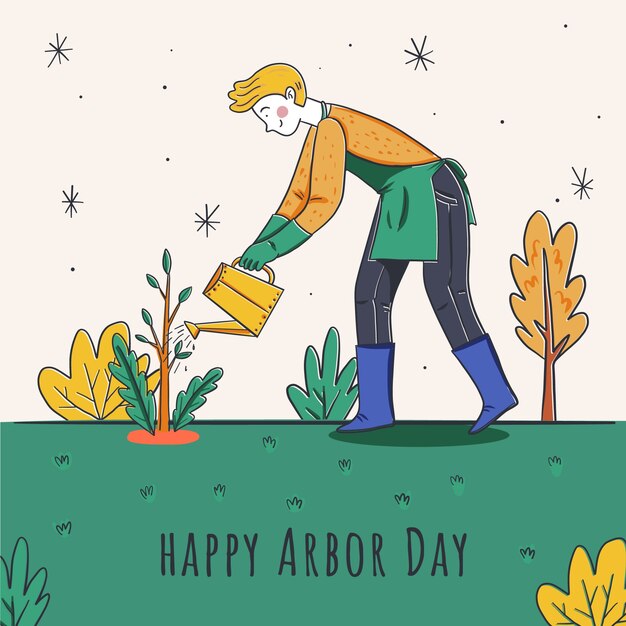Dibujado a mano ilustración del día del árbol
