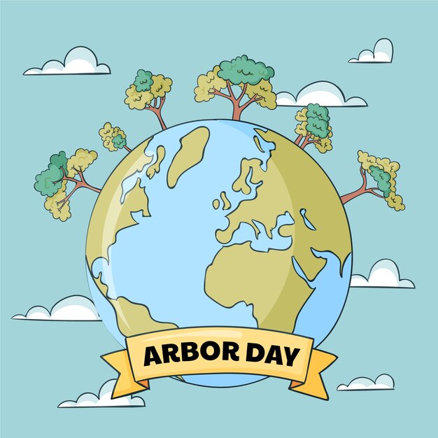 Dibujado a mano ilustración del día del árbol