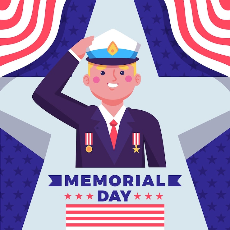 Vector gratuito dibujado a mano ilustración del día de los caídos en estados unidos