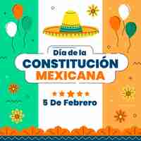 Vector gratuito dibujado a mano ilustración día de la constitución de méxico