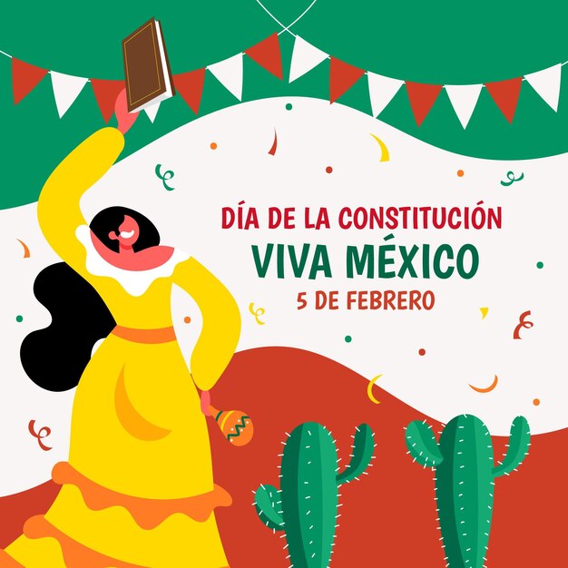 Dibujado a mano ilustración de dia de la constitucion