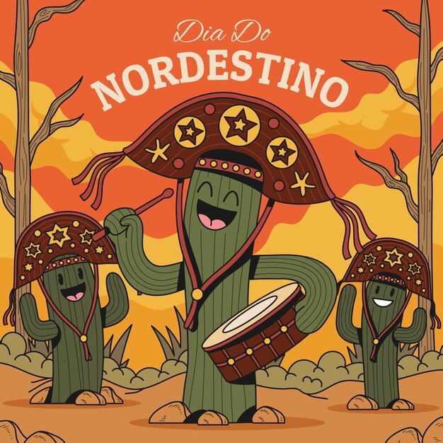 Dibujado a mano ilustración dia do nordestino