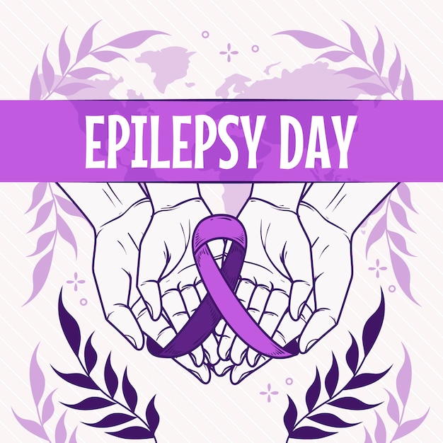 Vector gratuito dibujado a mano ilustración del día de la epilepsia