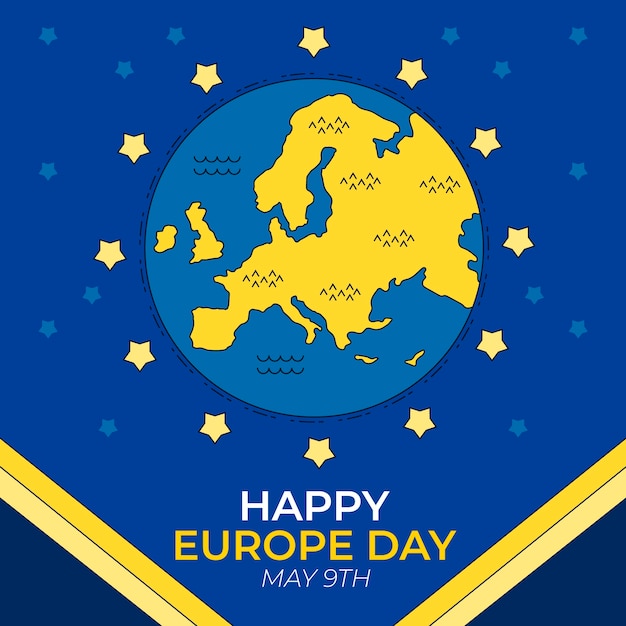 Vector gratuito dibujado a mano ilustración del día de europa