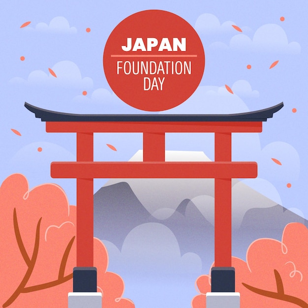 Dibujado a mano ilustración día de la fundación japón