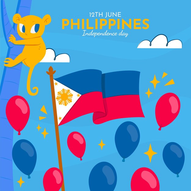 Dibujado a mano ilustración del día de la independencia de filipinas