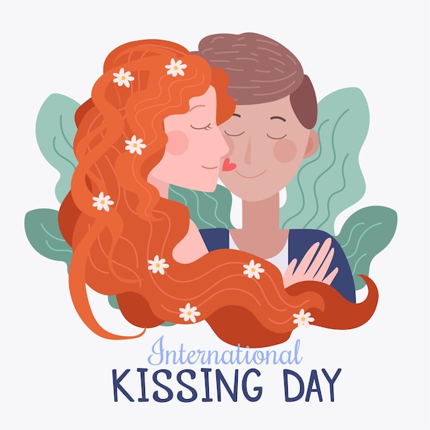 Vector gratuito dibujado a mano ilustración del día internacional del beso