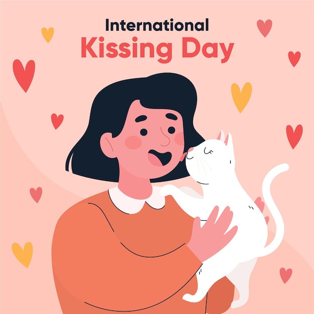 Dibujado a mano ilustración del día internacional del beso