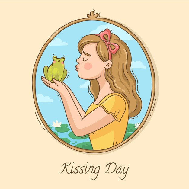 Dibujado a mano ilustración del día internacional del beso