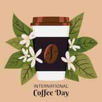 Vector gratuito dibujado a mano ilustración del día internacional del café