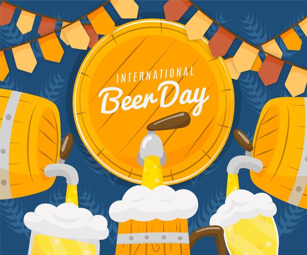 Vector gratuito dibujado a mano ilustración del día internacional de la cerveza