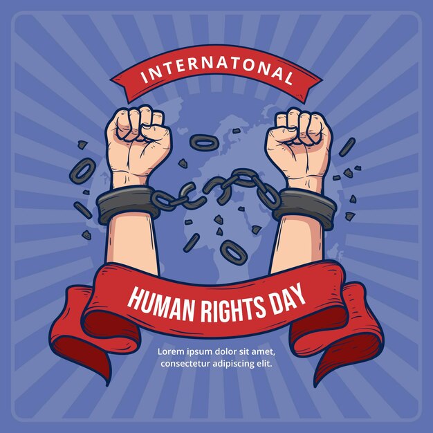 Dibujado a mano ilustración del día internacional de los derechos humanos