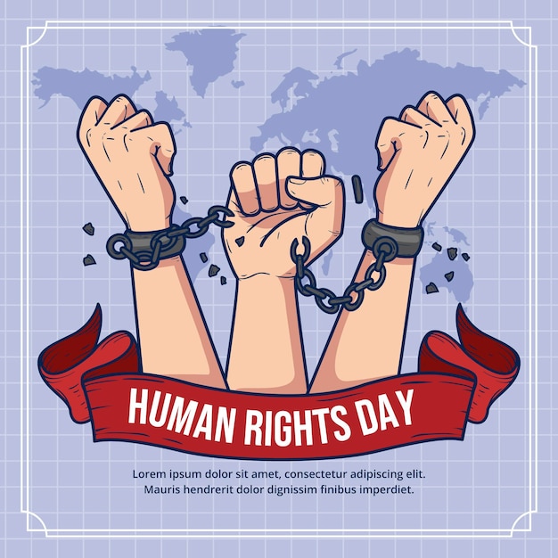 Vector gratuito dibujado a mano ilustración del día internacional de los derechos humanos