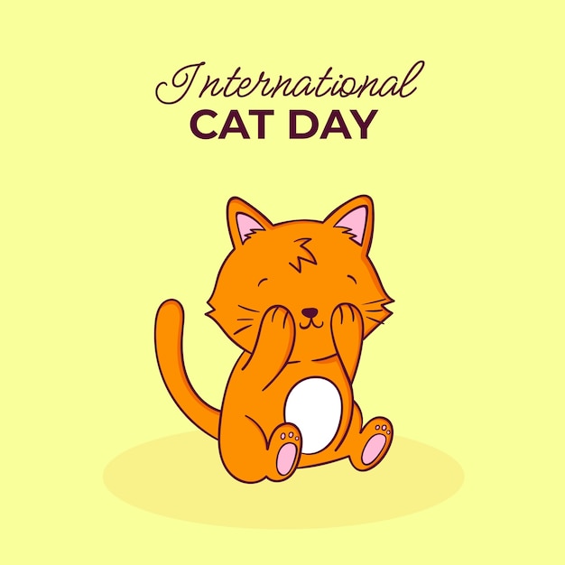 Dibujado a mano ilustración del día internacional del gato