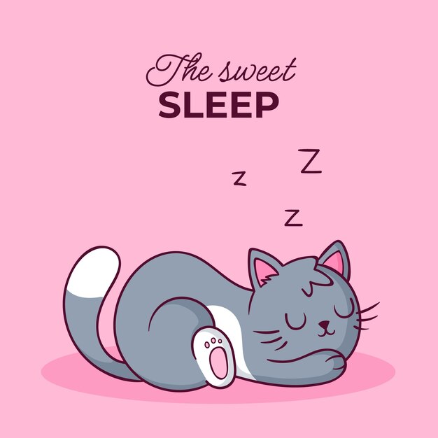 Dibujado a mano ilustración del día internacional del gato