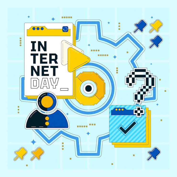 Vector gratuito dibujado a mano ilustración del día internacional de internet