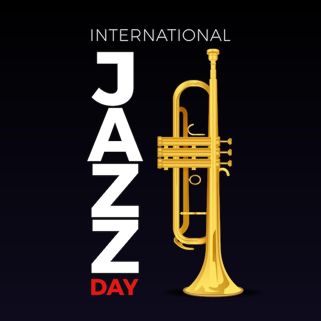 Dibujado a mano ilustración del día internacional del jazz con trompeta