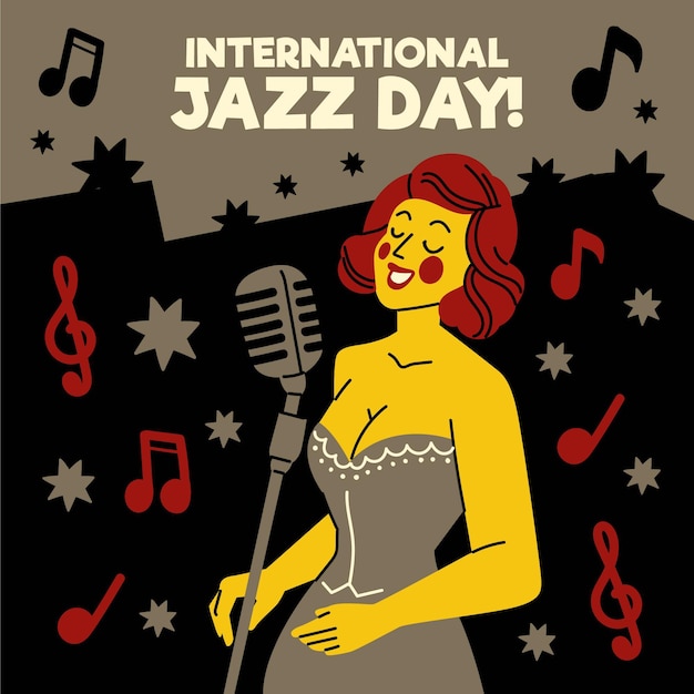 Dibujado a mano ilustración del día internacional del jazz