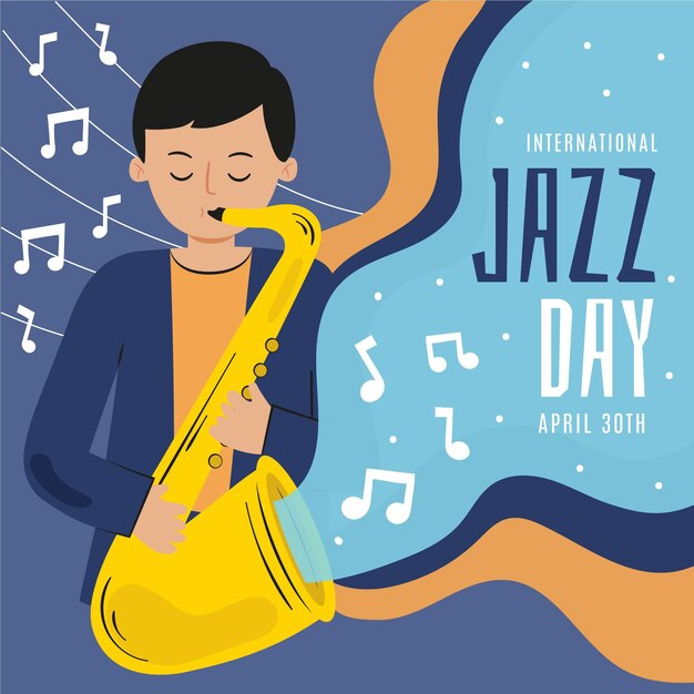 Dibujado a mano ilustración del día internacional del jazz
