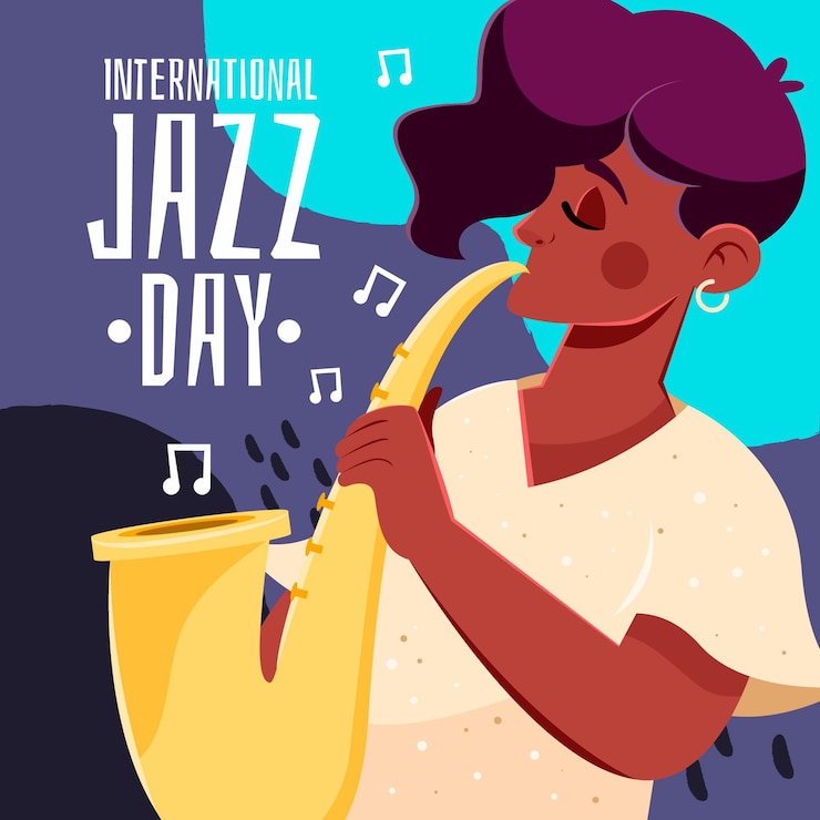 Vector gratuito dibujado a mano ilustración del día internacional del jazz