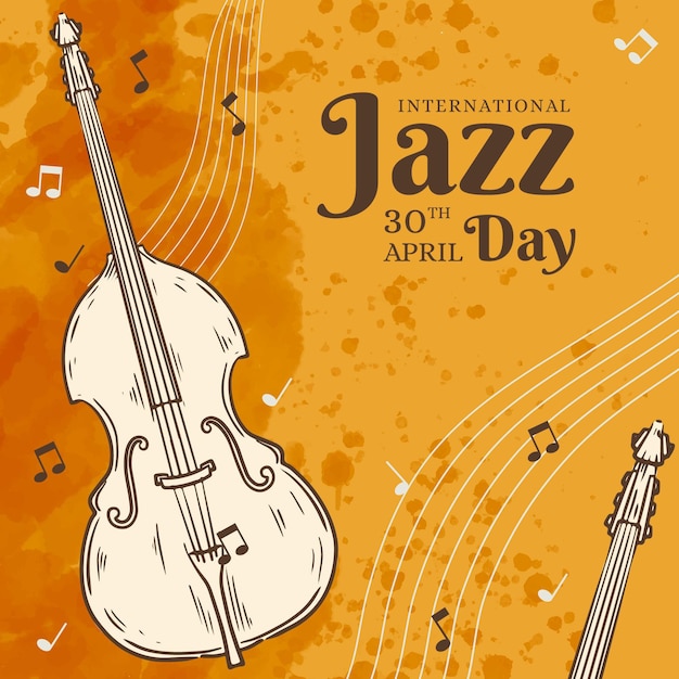 Dibujado a mano ilustración del día internacional del jazz