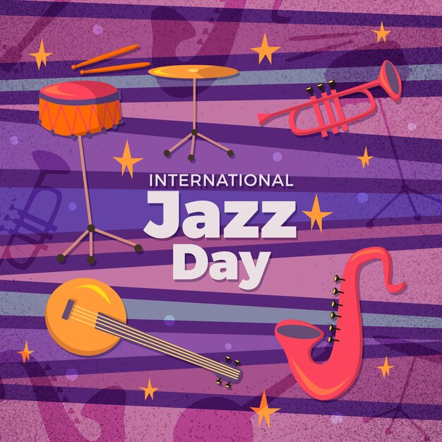 Dibujado a mano ilustración del día internacional del jazz