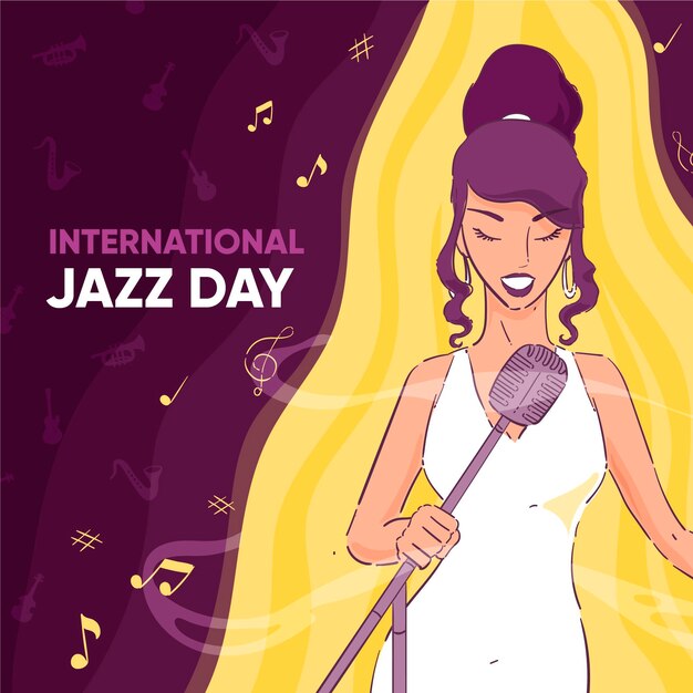 Dibujado a mano ilustración del día internacional del jazz