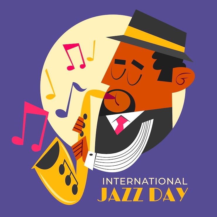 Vector gratuito dibujado a mano ilustración del día internacional del jazz