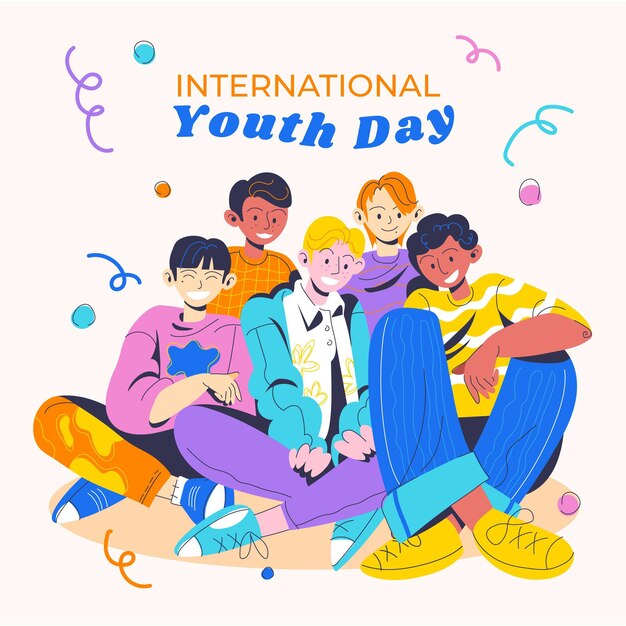 Dibujado a mano ilustración del día internacional de la juventud