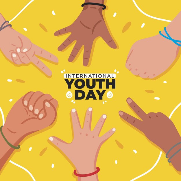 Dibujado a mano ilustración del día internacional de la juventud