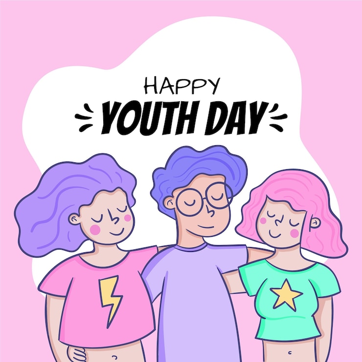 Vector gratuito dibujado a mano ilustración del día internacional de la juventud