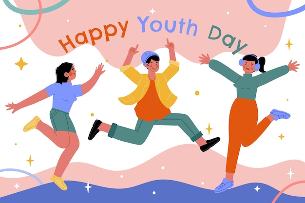 Dibujado a mano ilustración del día internacional de la juventud