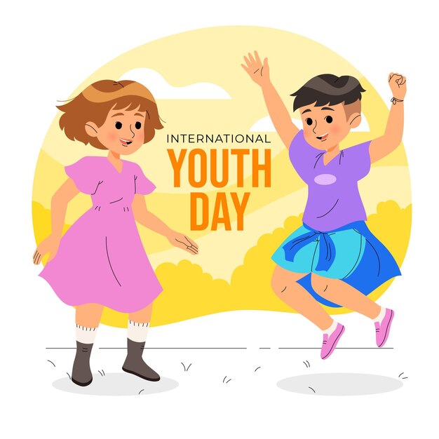 Dibujado a mano ilustración del día internacional de la juventud