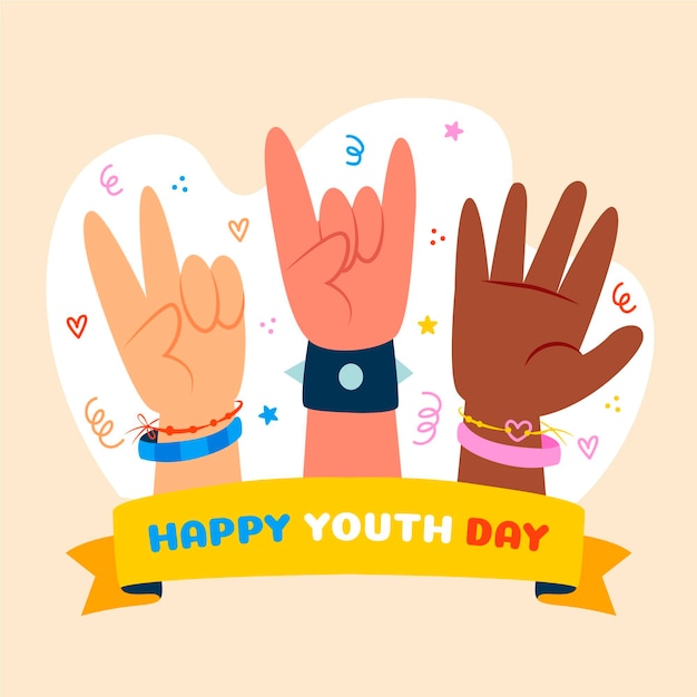 Dibujado a mano ilustración del día internacional de la juventud