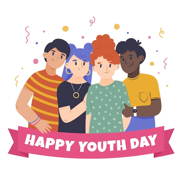 Dibujado a mano ilustración del día internacional de la juventud