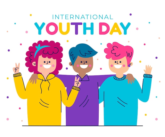 Dibujado a mano ilustración del día internacional de la juventud