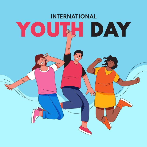 Dibujado a mano ilustración del día internacional de la juventud