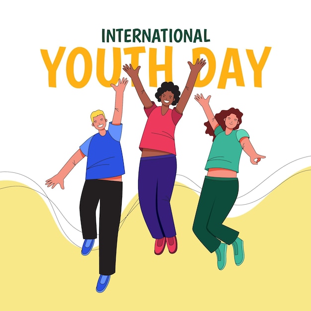 Dibujado a mano ilustración del día internacional de la juventud