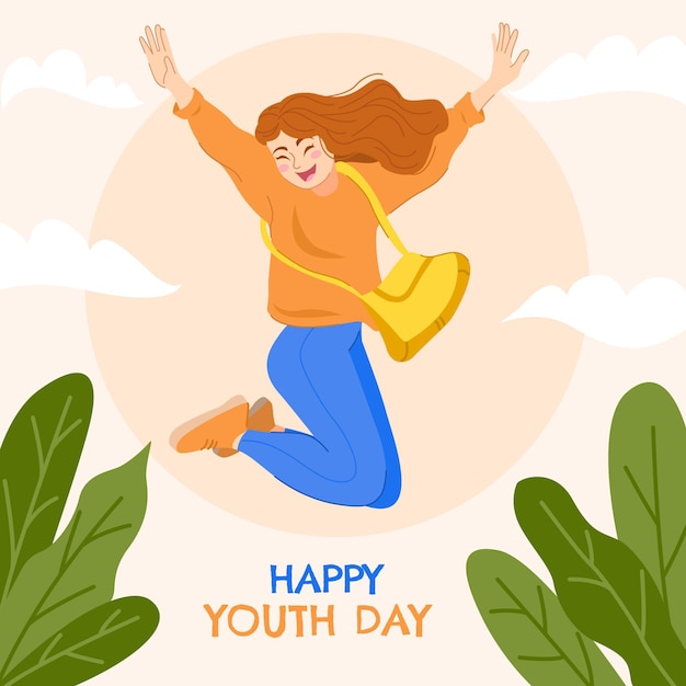Dibujado a mano ilustración del día internacional de la juventud