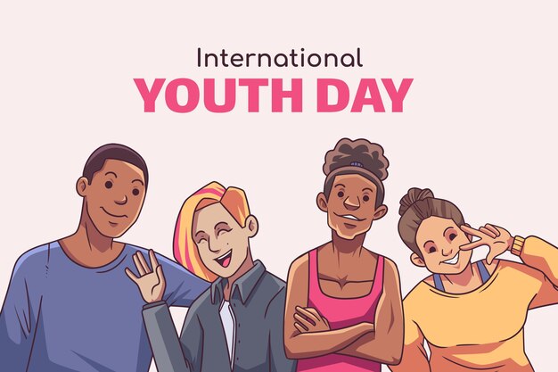 Dibujado a mano ilustración del día internacional de la juventud