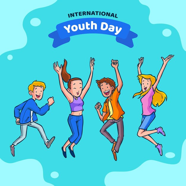 Dibujado a mano ilustración del día internacional de la juventud