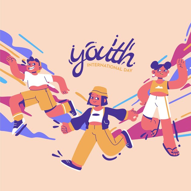 Dibujado a mano ilustración del día internacional de la juventud
