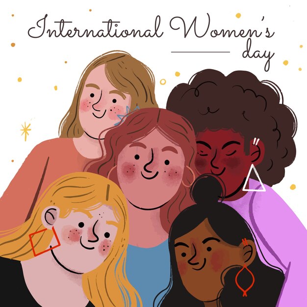 Dibujado a mano ilustración del día internacional de la mujer