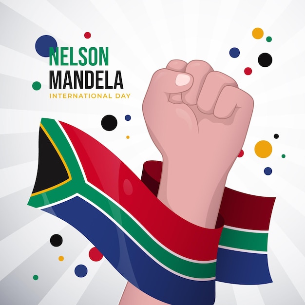 Vector gratuito dibujado a mano ilustración del día internacional de nelson mandela