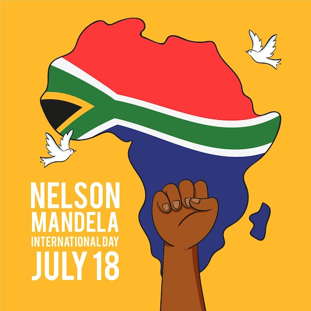 Dibujado a mano ilustración del día internacional de nelson mandela