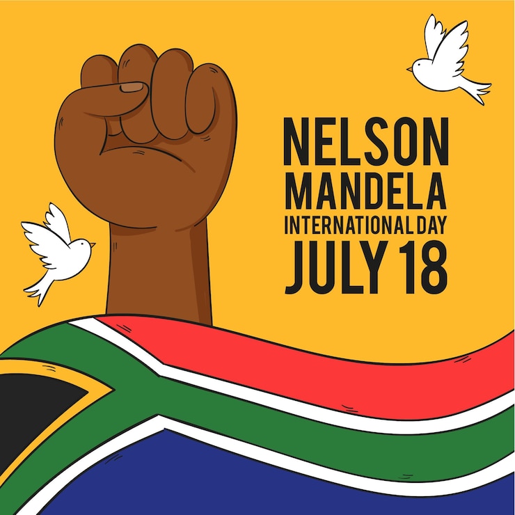 Vector gratuito dibujado a mano ilustración del día internacional de nelson mandela