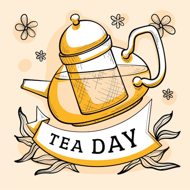 Vector gratuito dibujado a mano ilustración del día internacional del té