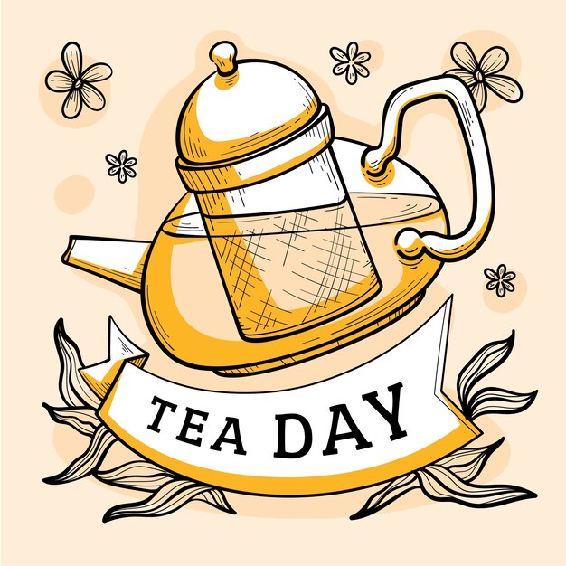 Dibujado a mano ilustración del día internacional del té